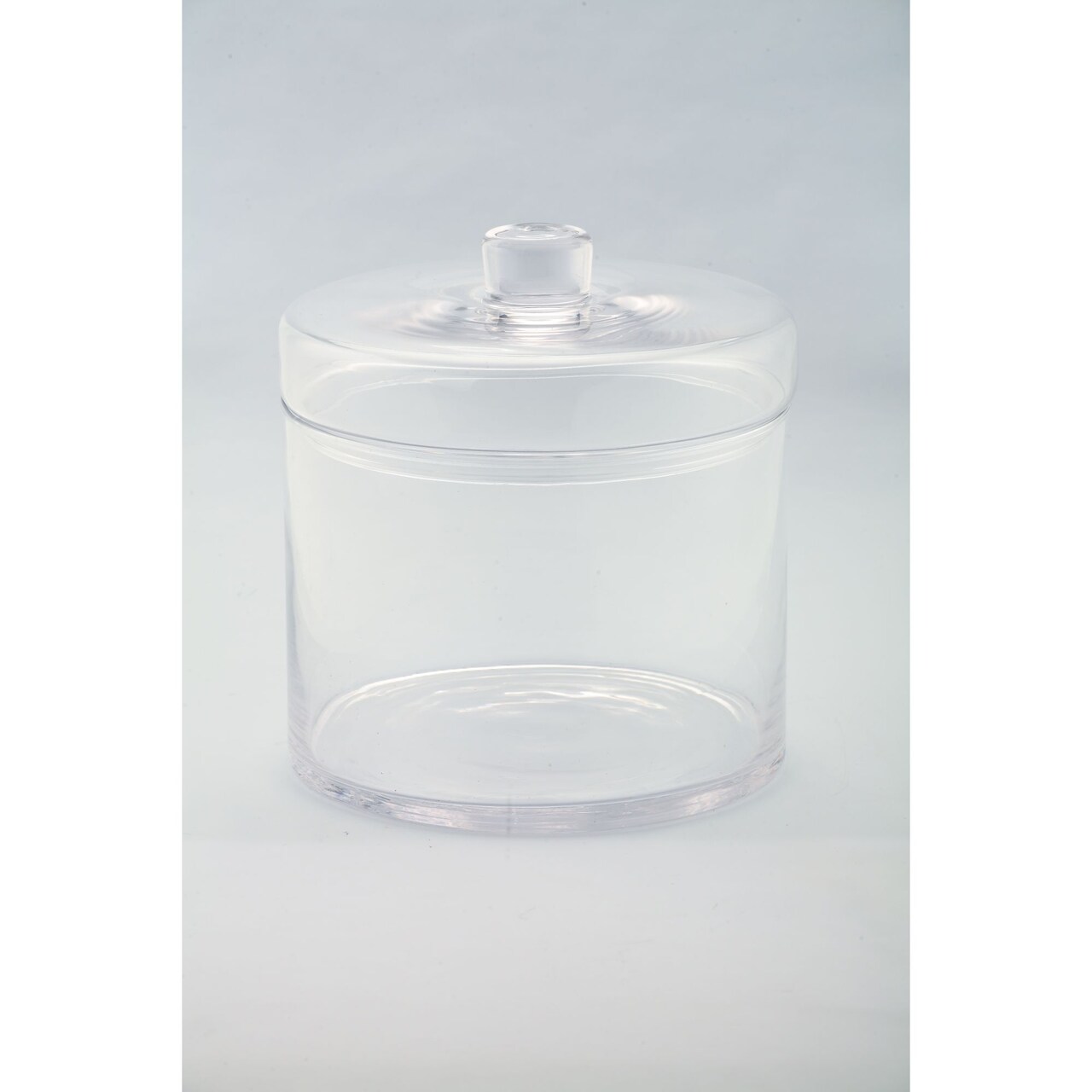 CC Home Furnishings 8.5&#x22; Clear Cylindrical Hand Blown Glass Jar with Finial Lid